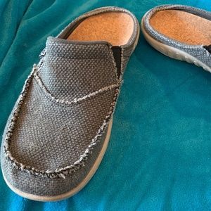 SPENCO Blue Grey Canvas & Cork Slip On Clog Sz 7
